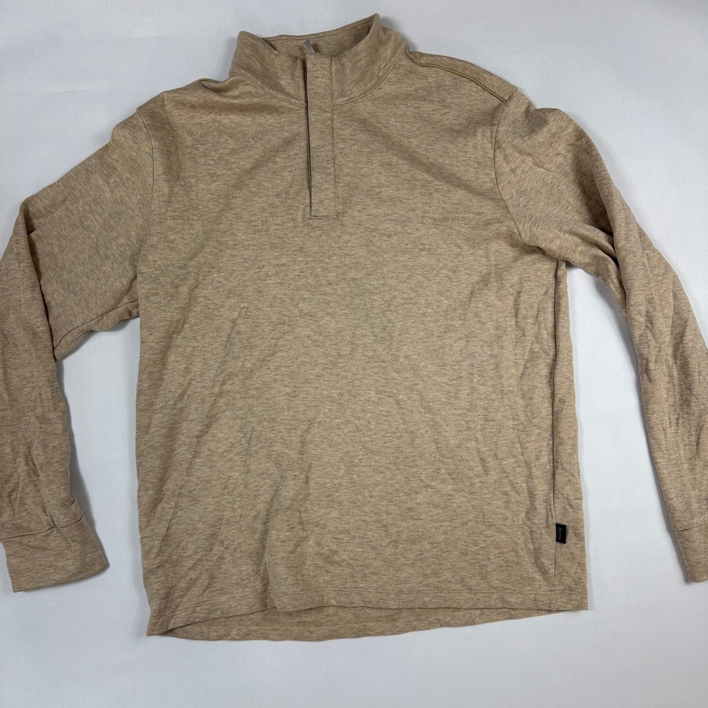 Hugo Boss Mens XXL, Fits XL Tan Heathered Quarter Zip Pullover Sweater 48 Chest